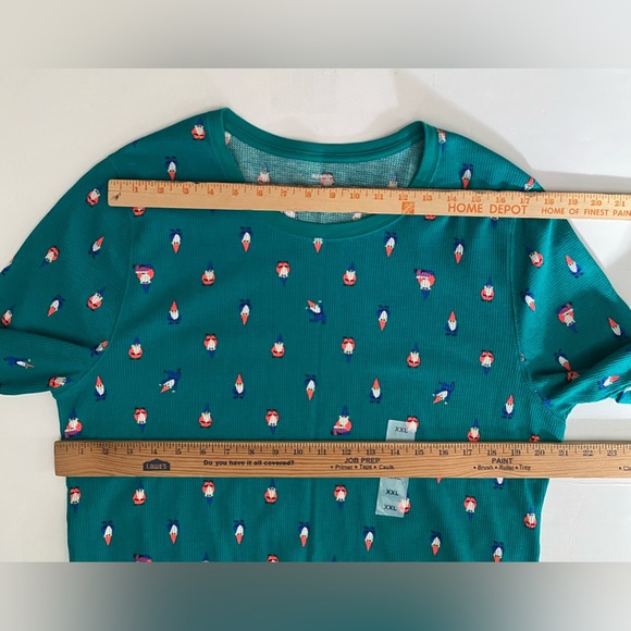 NWT Old Navy Womens Size XXL Green Thermal Shirt Gnomes Long Sleeve stretch - Picture 4 of 14